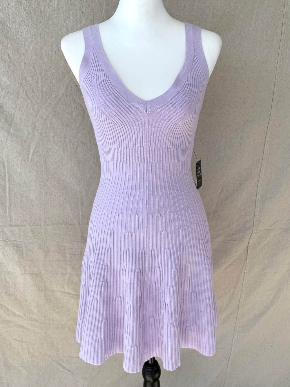 NWT Express Size Small Lavender Ribbed Knit Fit & Flare Mini Dress